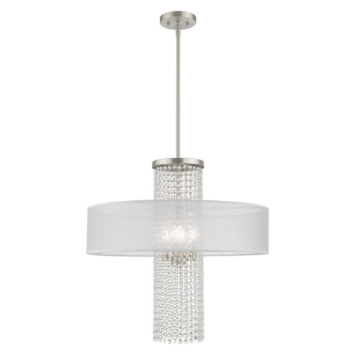 Livex Lighting 41122-91 Four Light Pendant, Brushed Nickel
