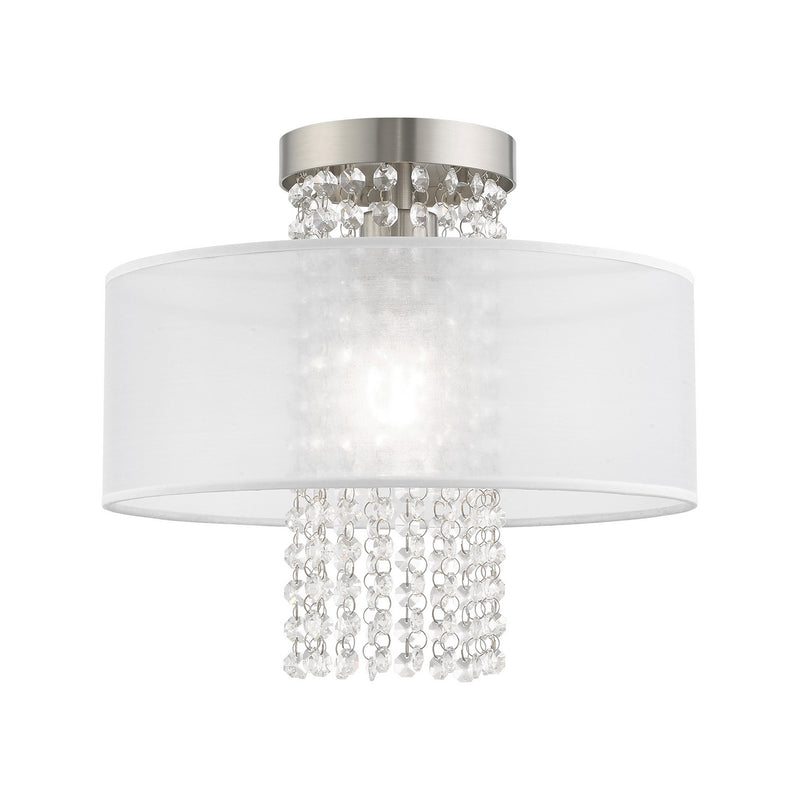 Livex Lighting 41125-91 One Light Ceiling Mount, Brushed Nickel