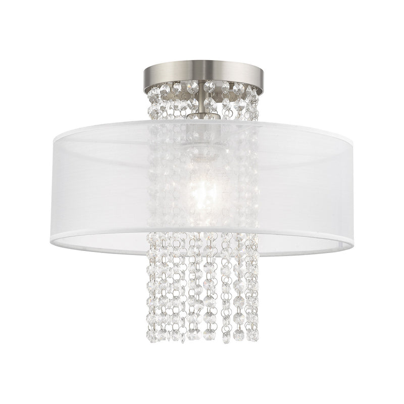 Livex Lighting 41126-91 One Light Ceiling Mount, Brushed Nickel