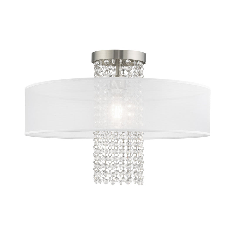Livex Lighting 41127-91 One Light Ceiling Mount, Brushed Nickel