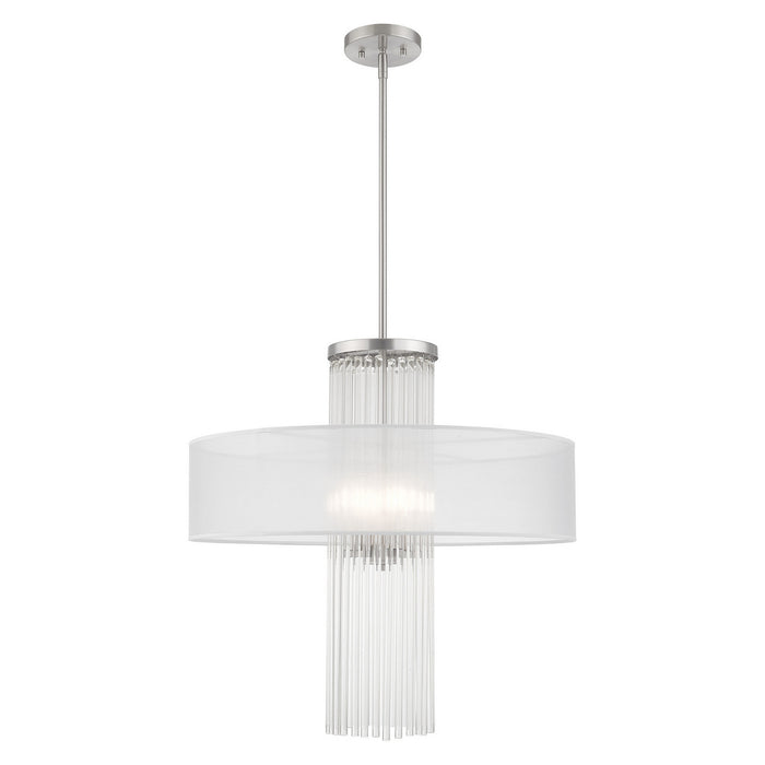 Livex Lighting 41142-91 Four Light Pendant, Brushed Nickel