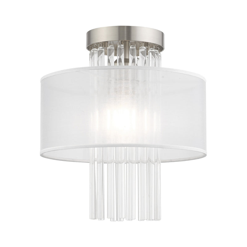 Livex Lighting 41144-91 One Light Ceiling Mount, Brushed Nickel