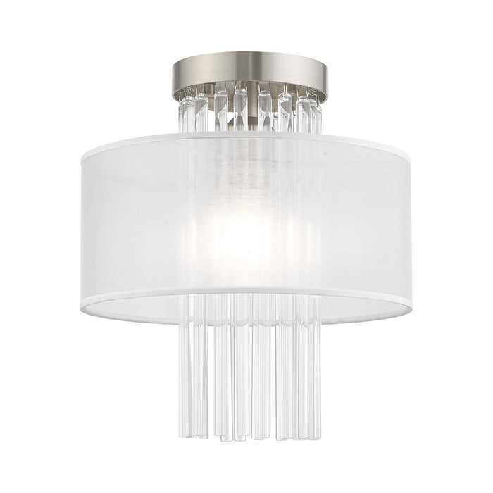 Livex Lighting 41144-91 One Light Ceiling Mount, Brushed Nickel