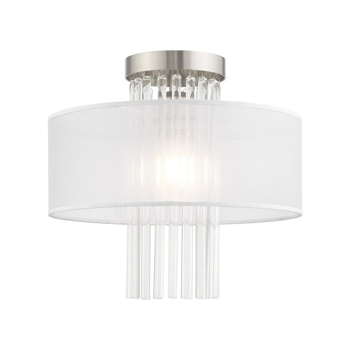 Livex Lighting 41145-91 One Light Ceiling Mount, Brushed Nickel
