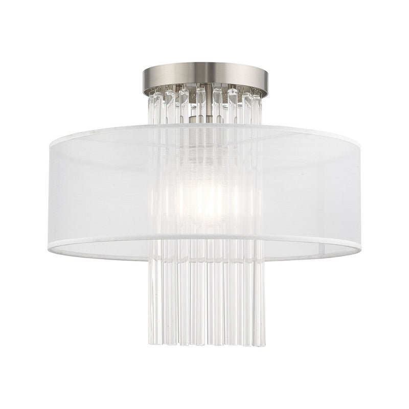 Livex Lighting 41146-91 One Light Ceiling Mount, Brushed Nickel
