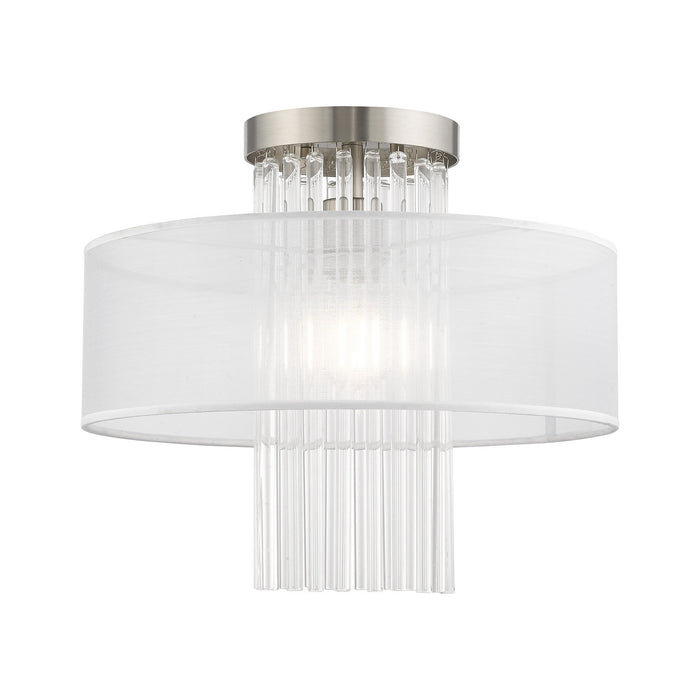 Livex Lighting 41146-91 One Light Ceiling Mount, Brushed Nickel