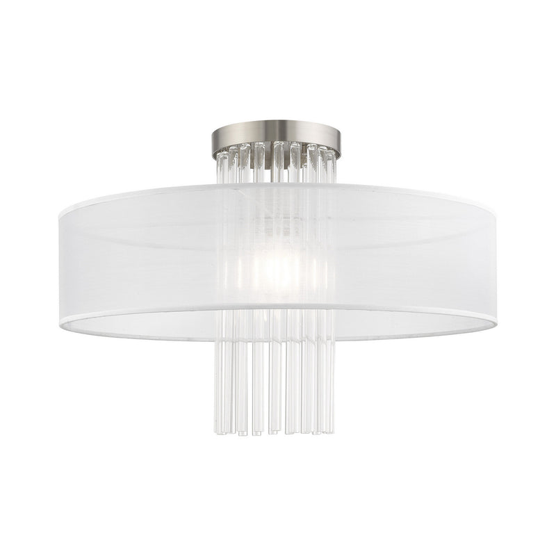 Livex Lighting 41147-91 One Light Ceiling Mount, Brushed Nickel