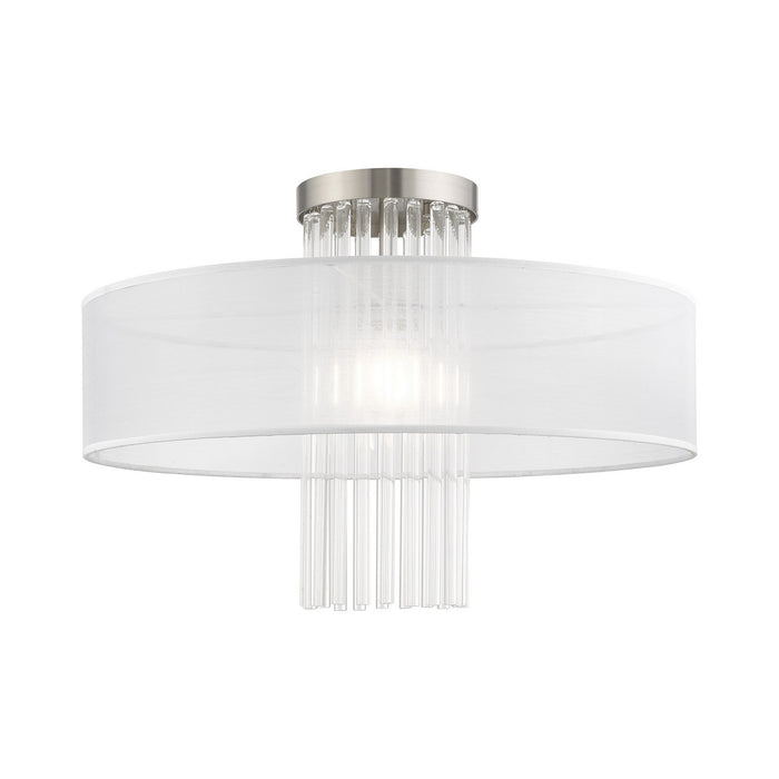Livex Lighting 41147-91 One Light Ceiling Mount, Brushed Nickel