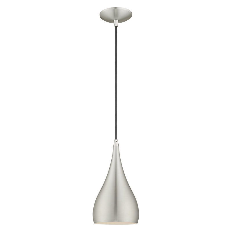 Livex Lighting 41171-66 One Light Mini Pendant, Brushed Aluminum w/ Polished Chromes