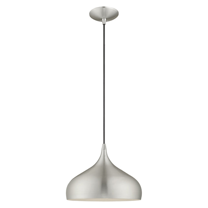 Livex Lighting 41172-66 One Light Mini Pendant, Brushed Aluminum w/ Polished Chromes