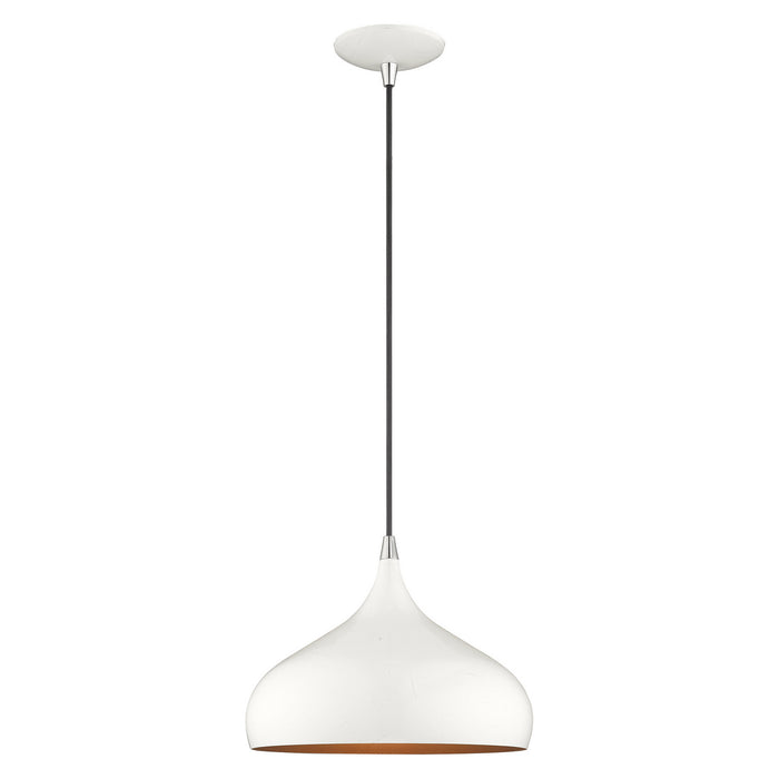 Livex Lighting 41172-69 One Light Mini Pendant, Shiny White w/ Polished Chromes