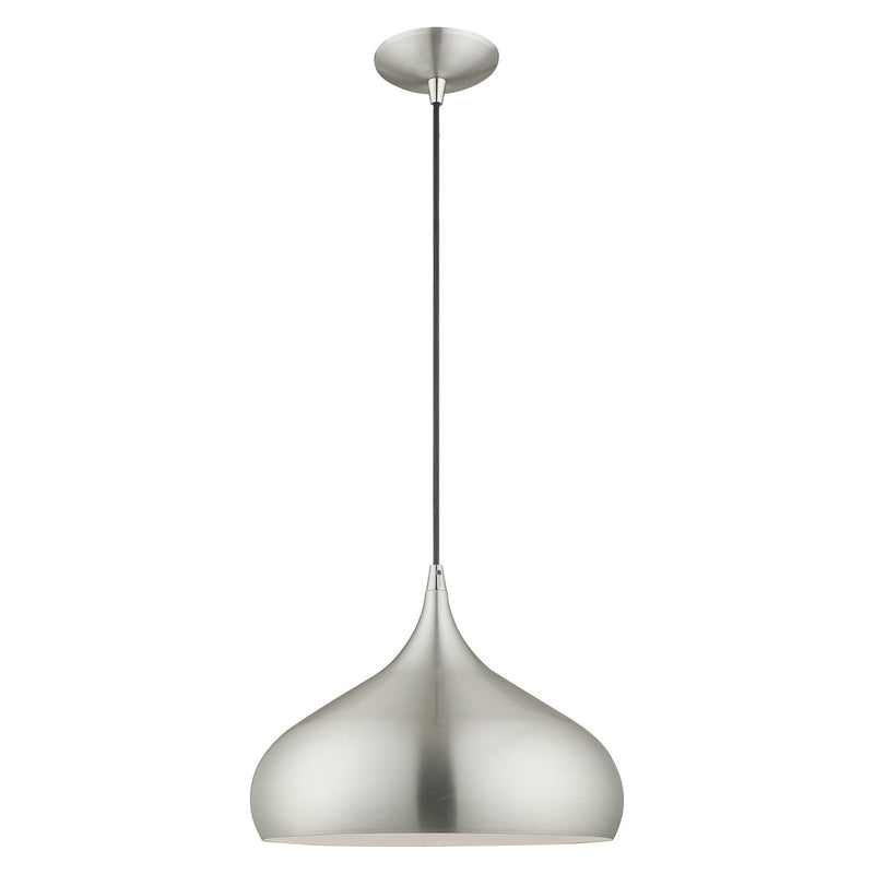 Livex Lighting 41173-66 One Light Mini Pendant, Brushed Aluminum w/ Polished Chromes