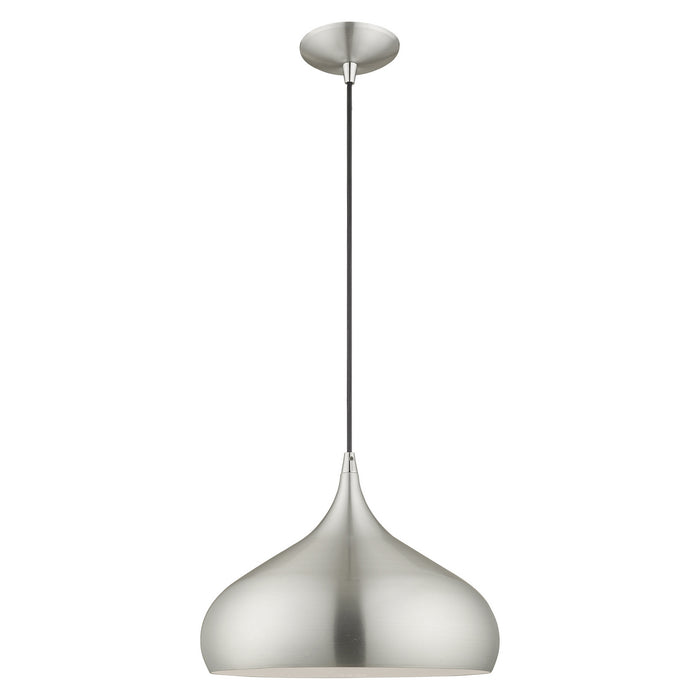 Livex Lighting 41173-66 One Light Mini Pendant, Brushed Aluminum w/ Polished Chromes