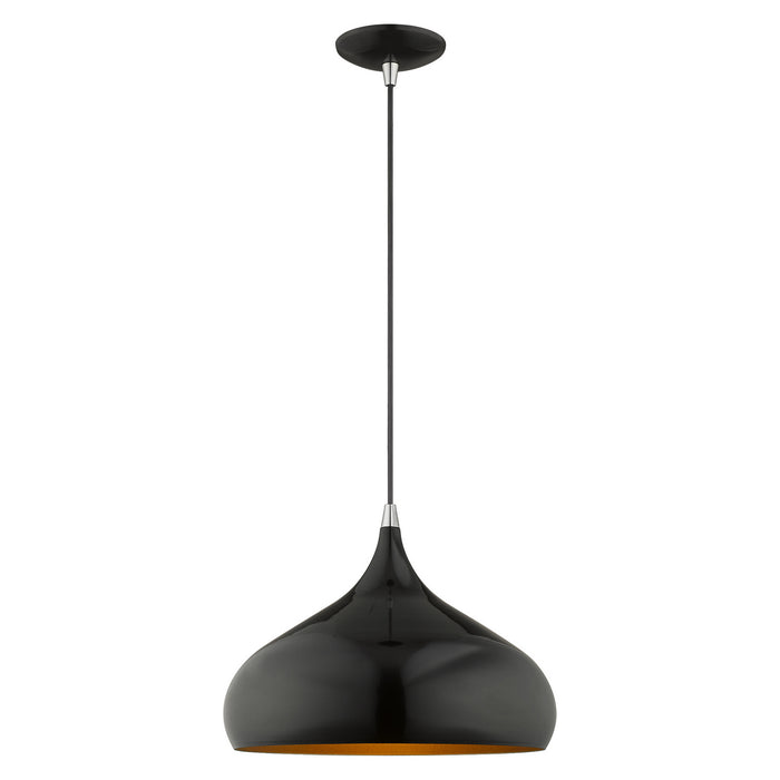 Livex Lighting 41173-68 One Light Mini Pendant, Shiny Black w/ Polished Chromes