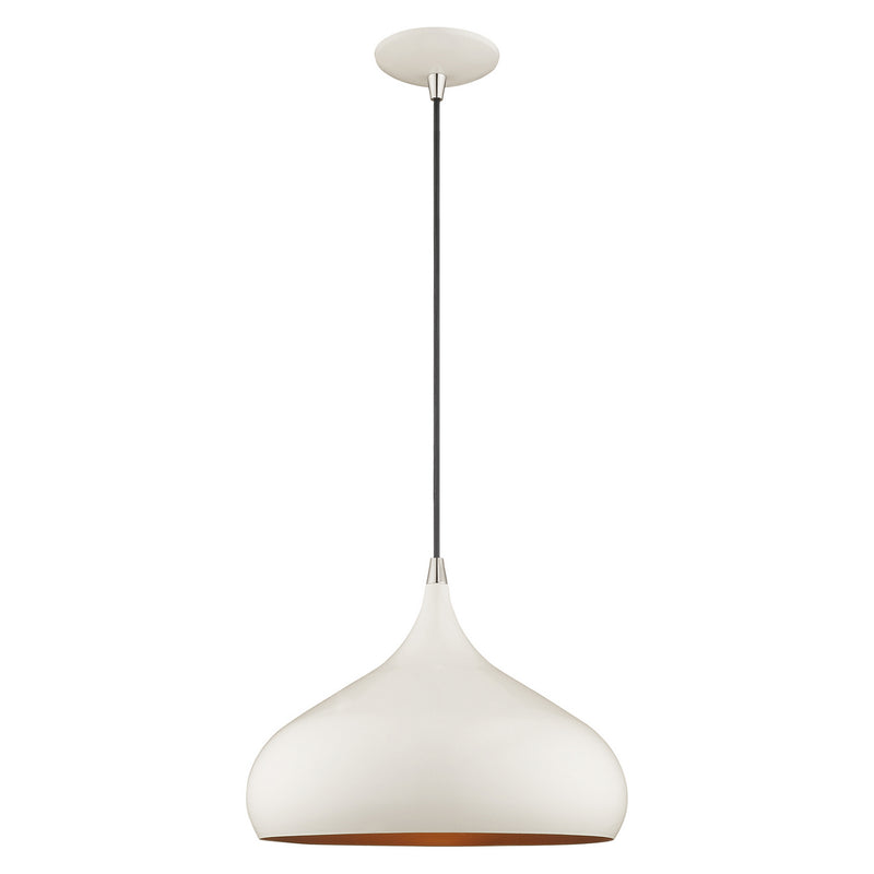 Livex Lighting 41173-69 One Light Mini Pendant, Shiny White w/ Polished Chromes