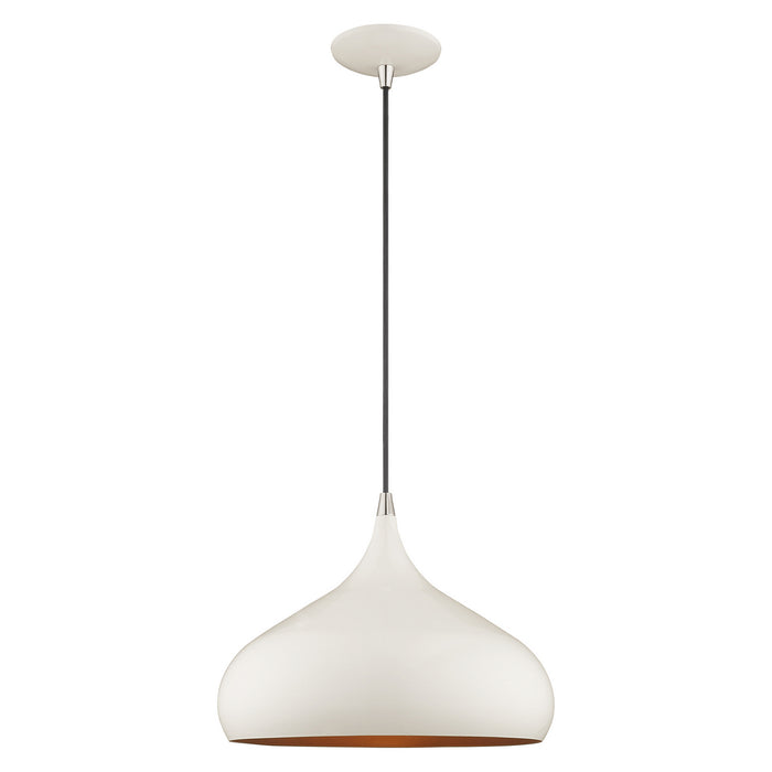 Livex Lighting 41173-69 One Light Mini Pendant, Shiny White w/ Polished Chromes