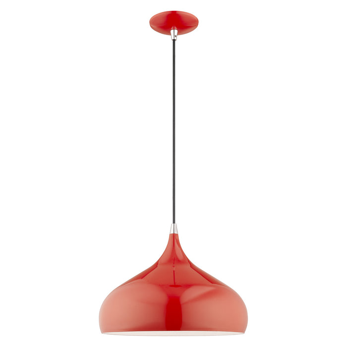 Livex Lighting 41173-72 One Light Mini Pendant, Shiny Red w/ Polished Chromes