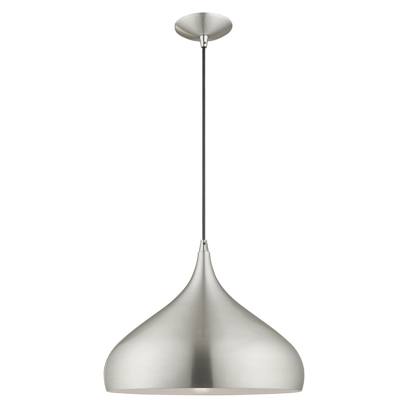 Livex Lighting 41174-66 One Light Mini Pendant, Brushed Aluminum w/ Polished Chromes