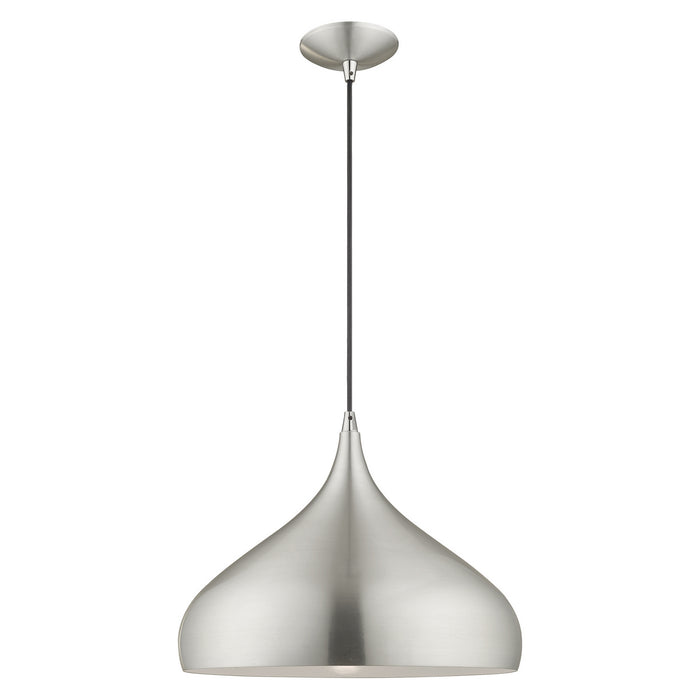 Livex Lighting 41174-66 One Light Mini Pendant, Brushed Aluminum w/ Polished Chromes