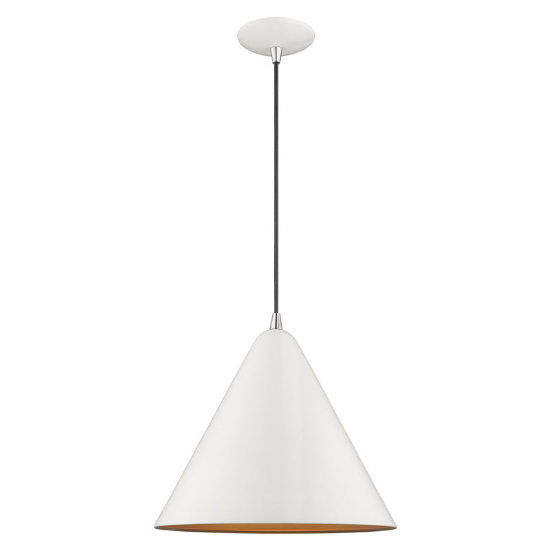 Livex Lighting 41176-69 One Light Mini Pendant, Shiny White w/ Polished Chromes