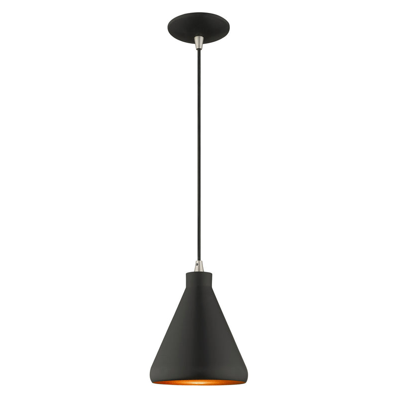 Livex Lighting 41177-04 One Light Mini Pendant, Black w/ Brushed Nickels