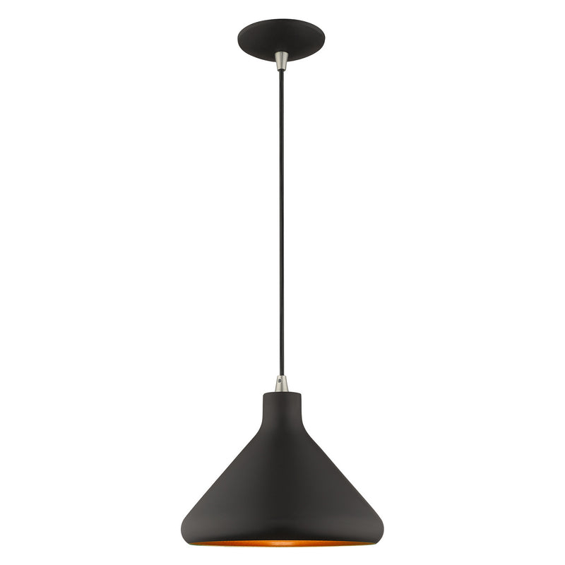 Livex Lighting 41178-04 One Light Mini Pendant, Black w/ Brushed Nickels