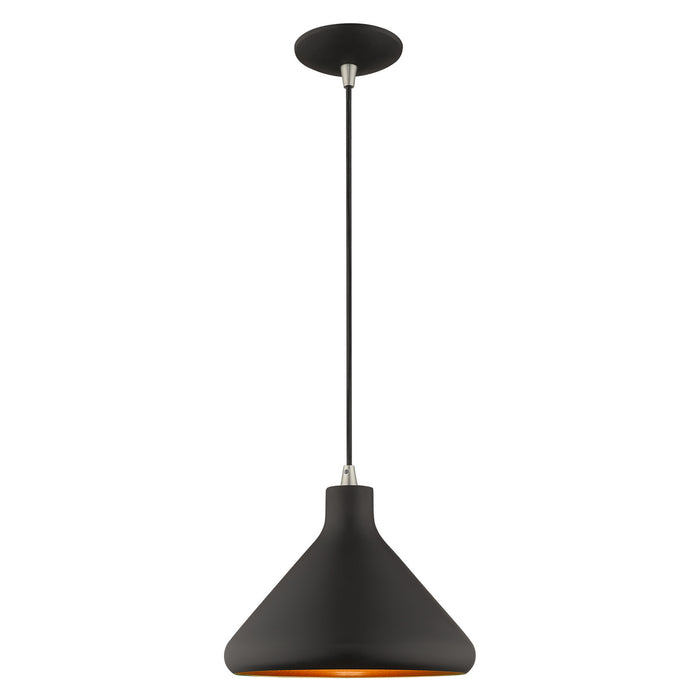 Livex Lighting 41178-04 One Light Mini Pendant, Black w/ Brushed Nickels