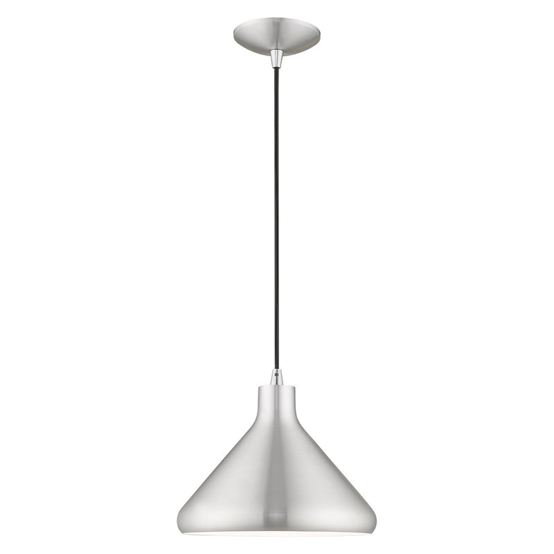 Livex Lighting 41178-66 One Light Mini Pendant, Brushed Aluminum w/ Polished Chromes