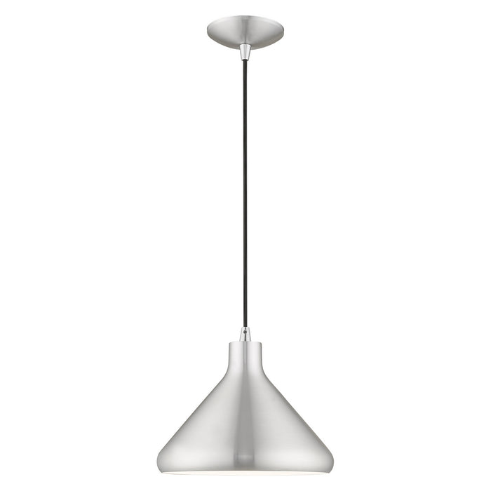 Livex Lighting 41178-66 One Light Mini Pendant, Brushed Aluminum w/ Polished Chromes