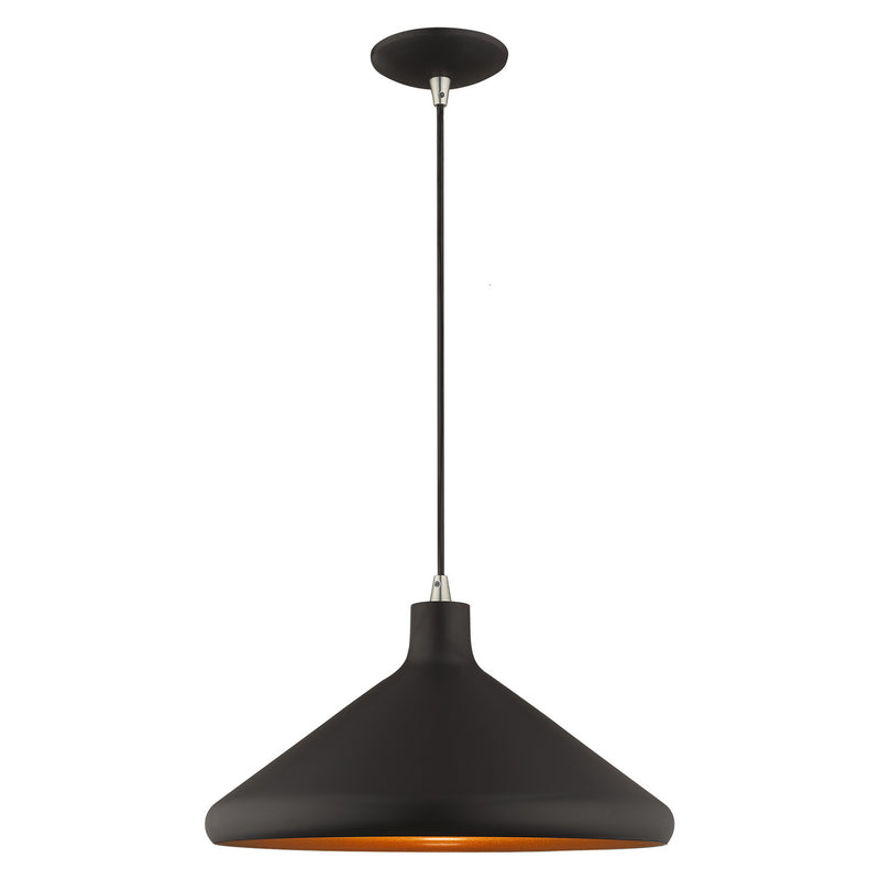 Livex Lighting 41179-04 One Light Mini Pendant, Black w/ Brushed Nickels