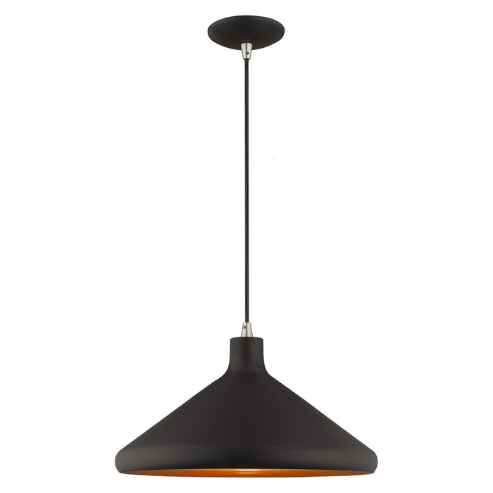 Livex Lighting 41179-04 One Light Mini Pendant, Black w/ Brushed Nickels