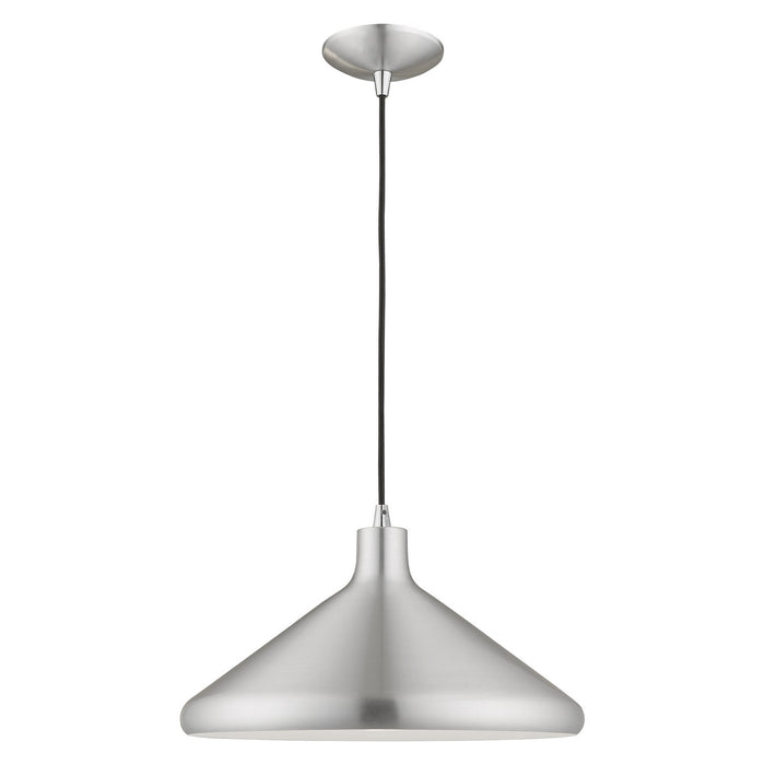 Livex Lighting 41179-66 One Light Mini Pendant, Brushed Aluminum w/ Polished Chromes