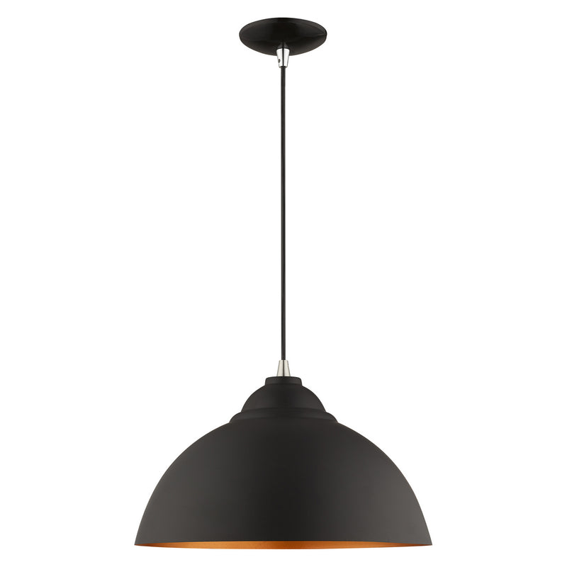 Livex Lighting 41180-04 One Light Mini Pendant, Black w/ Brushed Nickels