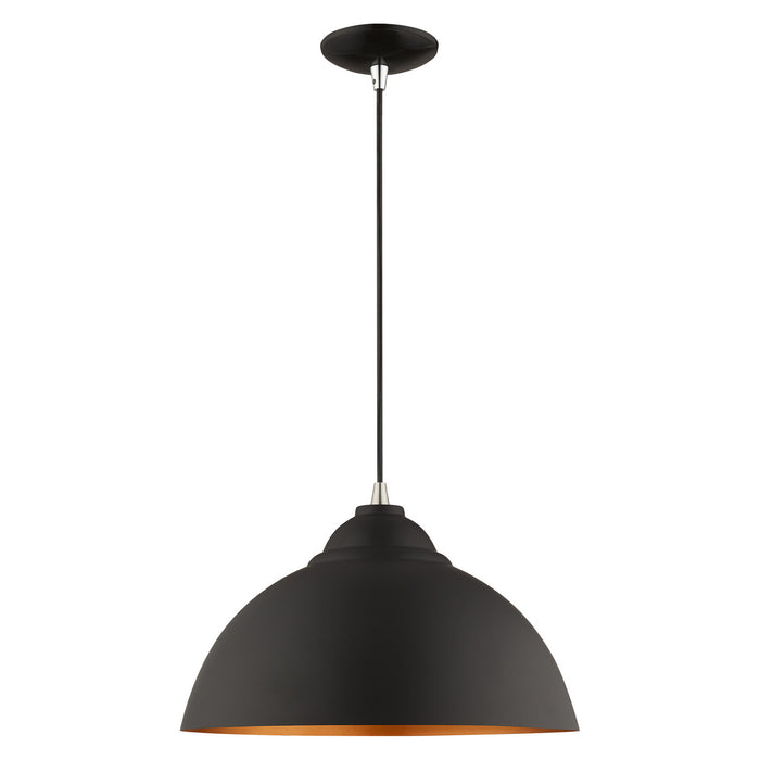 Livex Lighting 41180-04 One Light Mini Pendant, Black w/ Brushed Nickels