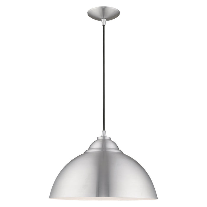 Livex Lighting 41180-66 One Light Mini Pendant, Brushed Aluminum w/ Polished Chromes