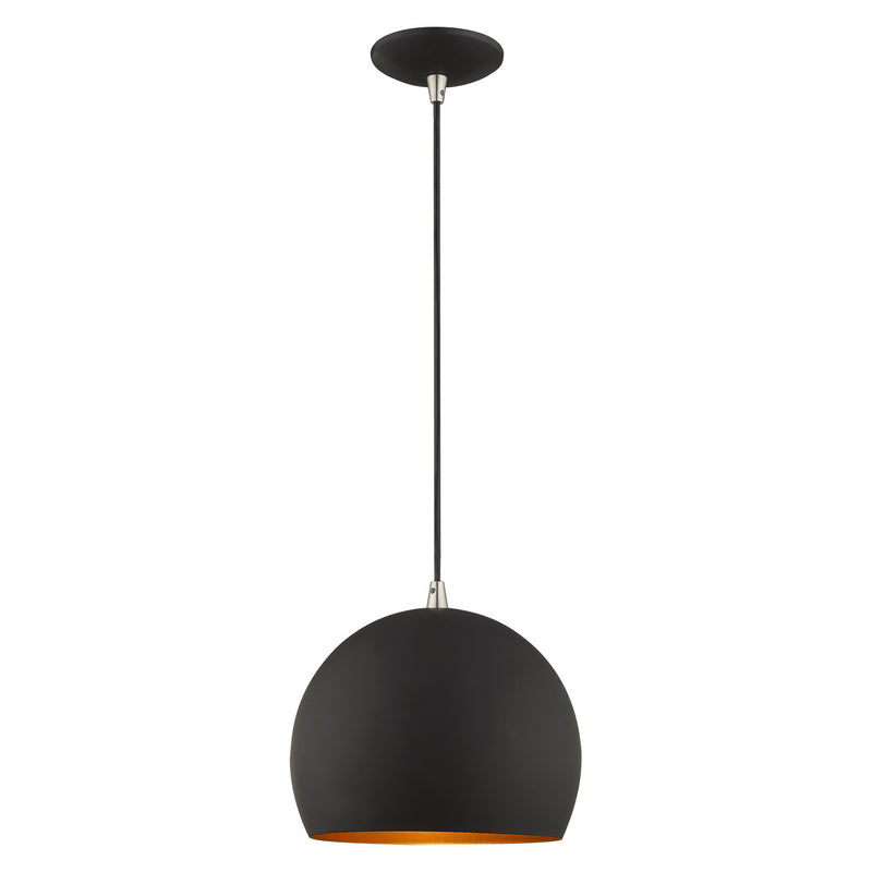 Livex Lighting 41181-04 One Light Mini Pendant, Black w/ Brushed Nickels