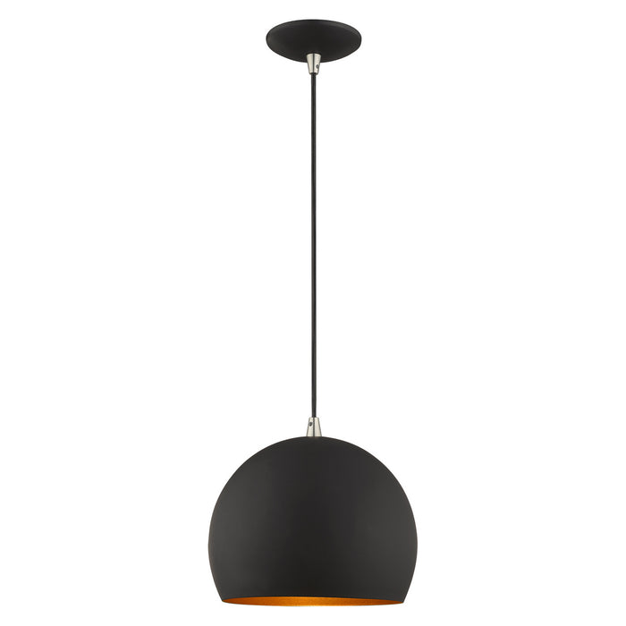 Livex Lighting 41181-04 One Light Mini Pendant, Black w/ Brushed Nickels