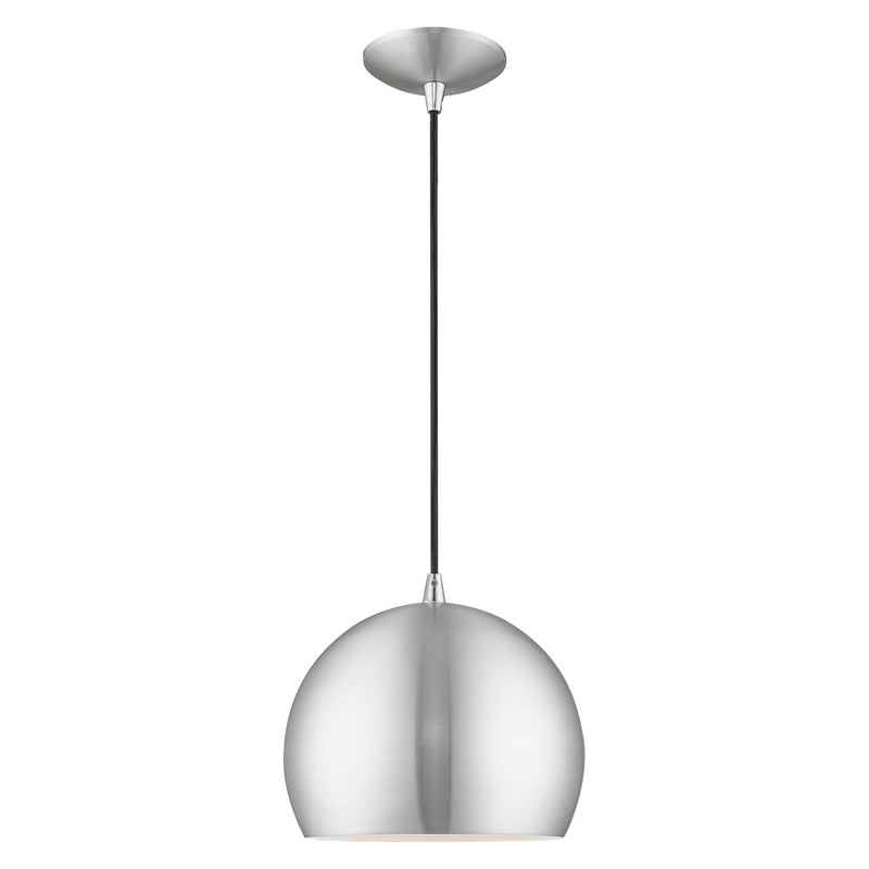 Livex Lighting 41181-66 One Light Mini Pendant, Brushed Aluminum w/ Polished Chromes