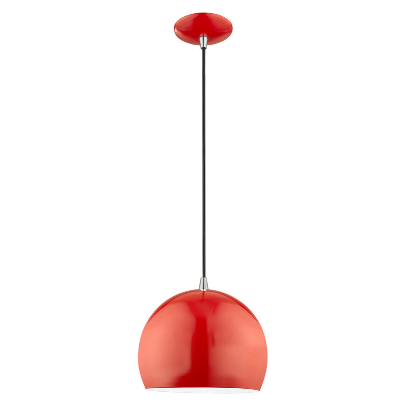 Livex Lighting 41181-72 One Light Mini Pendant, Shiny Red