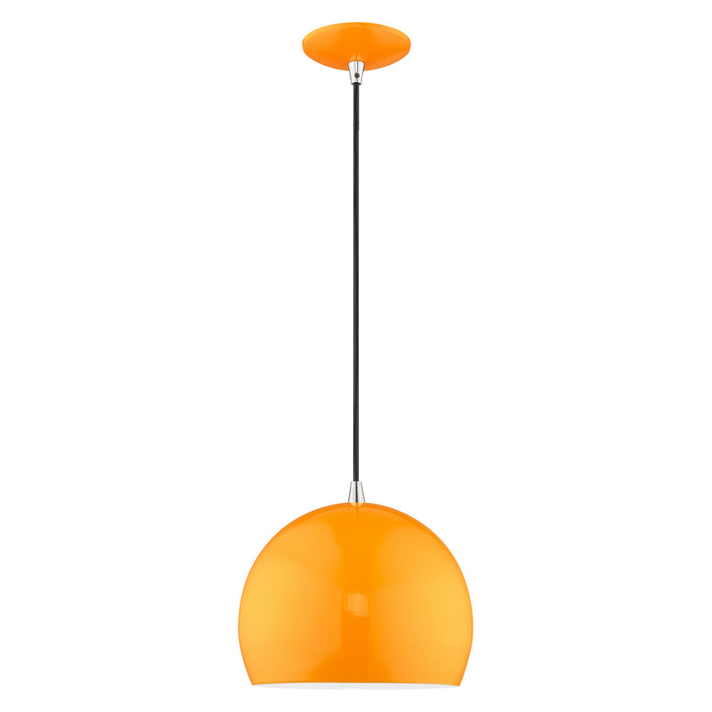 Livex Lighting 41181-77 One Light Mini Pendant, Shiny Orange