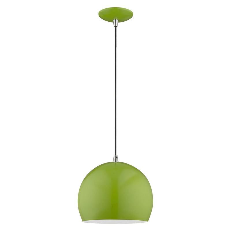 Livex Lighting 41181-78 One Light Mini Pendant, Shiny Apple Green