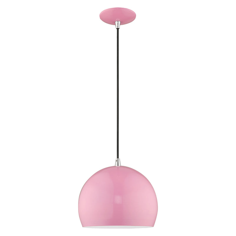 Livex Lighting 41181-79 One Light Mini Pendant, Shiny Pink