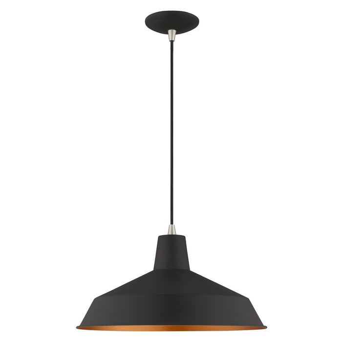 Livex Lighting 41183-04 One Light Mini Pendant, Black w/ Brushed Nickels