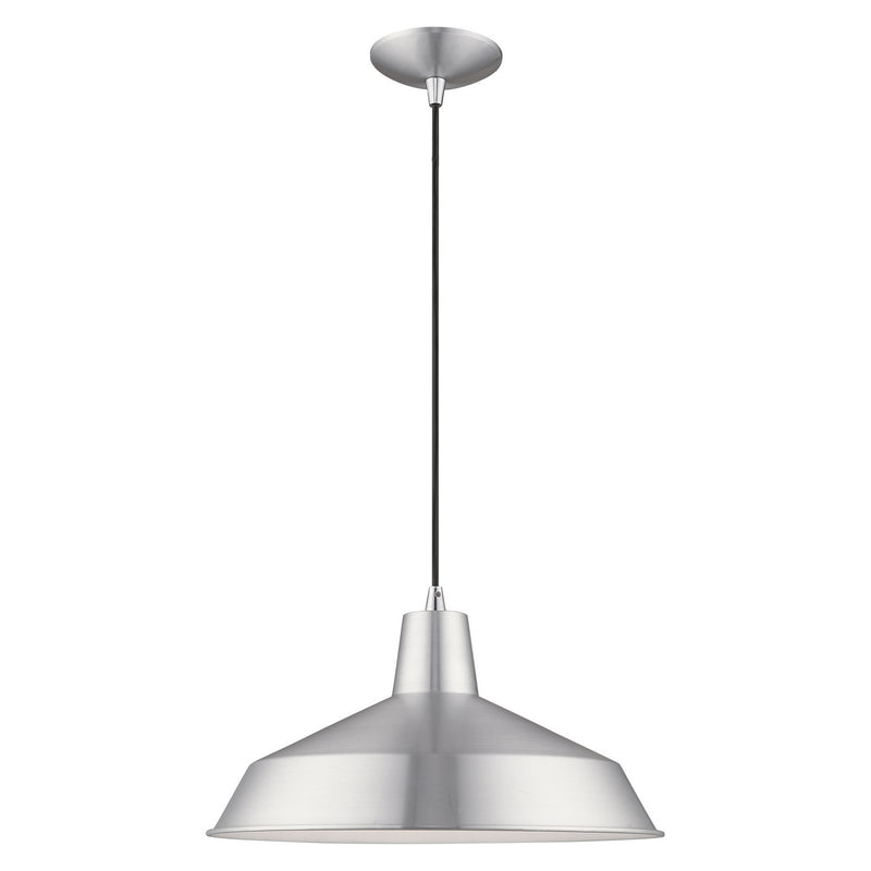 Livex Lighting 41183-66 One Light Mini Pendant, Brushed Aluminum w/ Polished Chromes