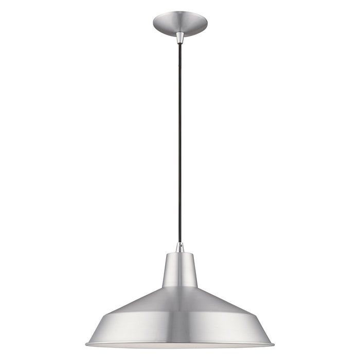 Livex Lighting 41183-66 One Light Mini Pendant, Brushed Aluminum w/ Polished Chromes