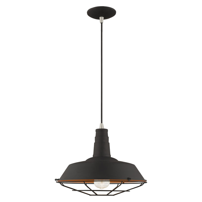 Livex Lighting 41184-04 One Light Mini Pendant, Black w/ Brushed Nickels