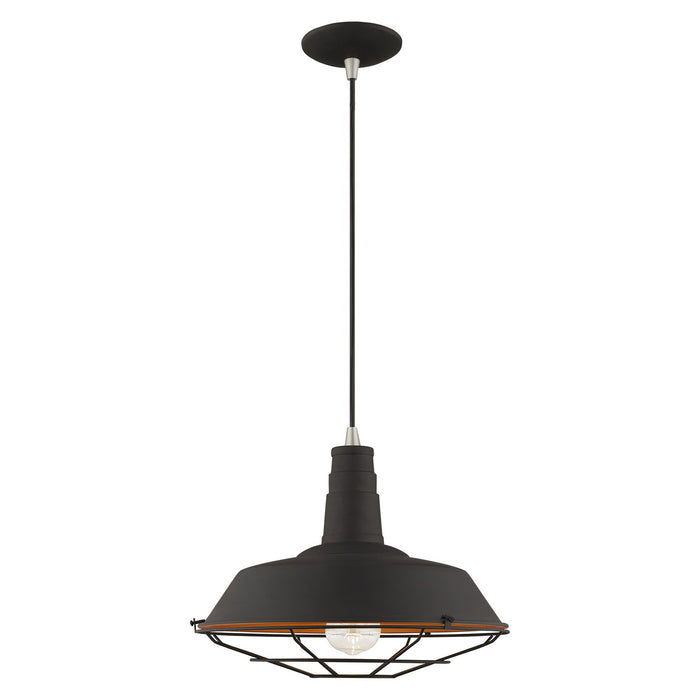 Livex Lighting 41184-04 One Light Mini Pendant, Black w/ Brushed Nickels