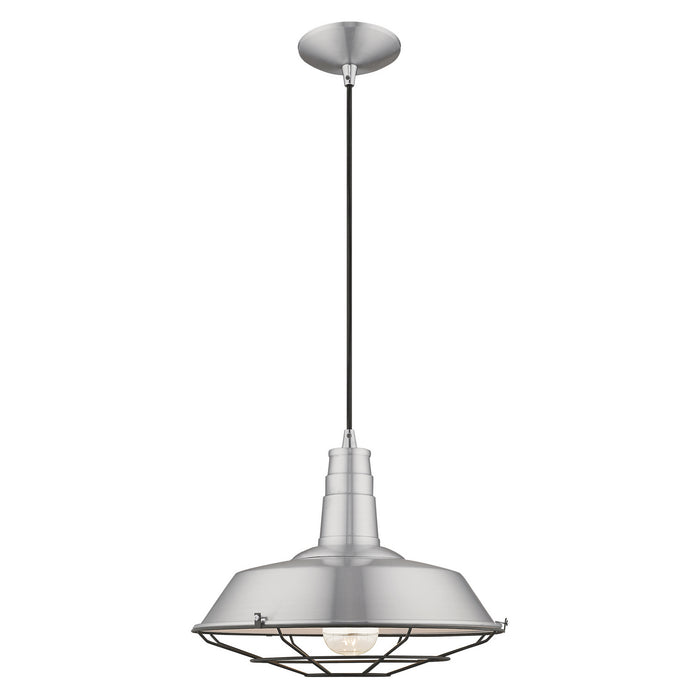 Livex Lighting 41184-66 One Light Mini Pendant, Brushed Aluminum w/ Polished Chromes