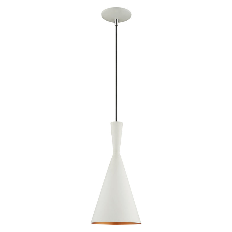 Livex Lighting 41185-03 One Light Mini Pendant, White w/ Brushed Nickels