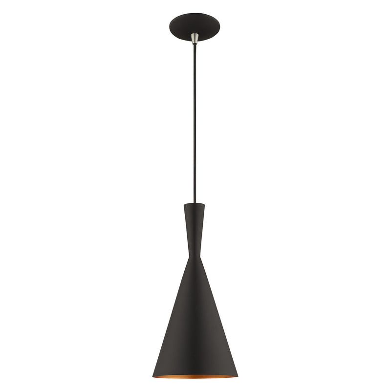 Livex Lighting 41185-04 One Light Mini Pendant, Black w/ Brushed Nickels